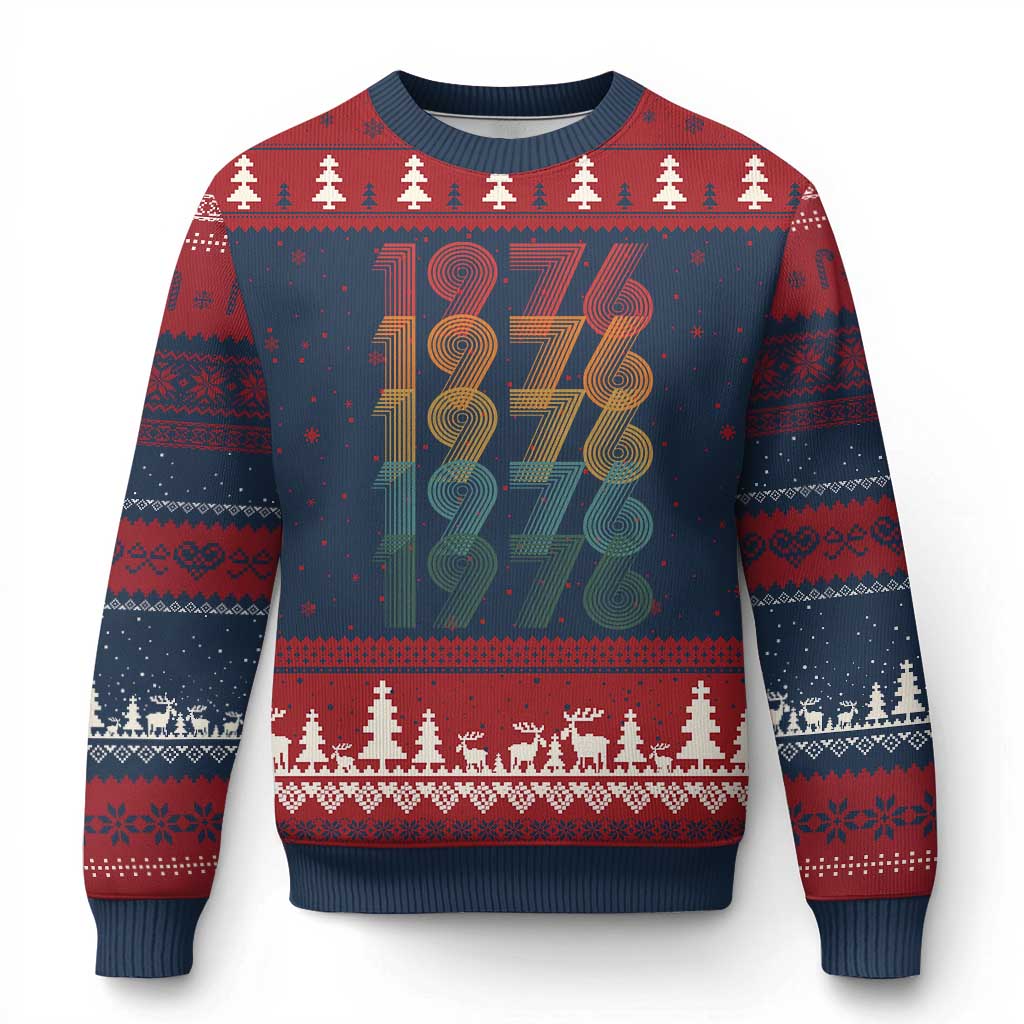 50th Birthday Ugly Christmas Sweater Vintage 1976 Retro 50 Years Old Birthday TS11 Navy Red Print Your Wear