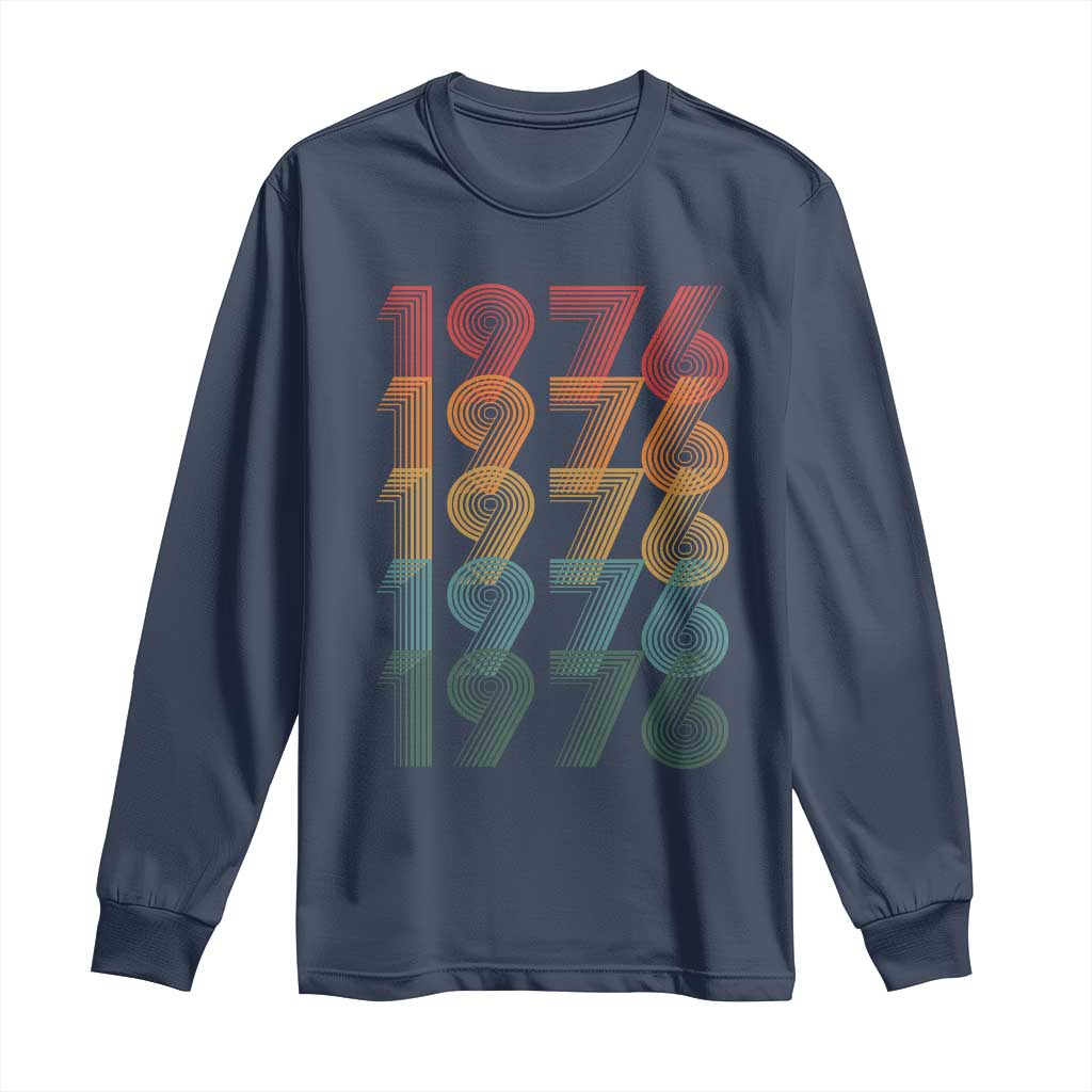 50th Birthday Long Sleeve Shirt Vintage 1976 Retro 50 Years Old Birthday TS11 Navy Print Your Wear