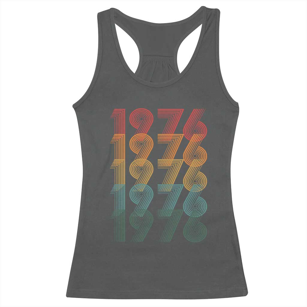 50th Birthday Racerback Tank Top Vintage 1976 Retro 50 Years Old Birthday TS11 Dark Heather Print Your Wear