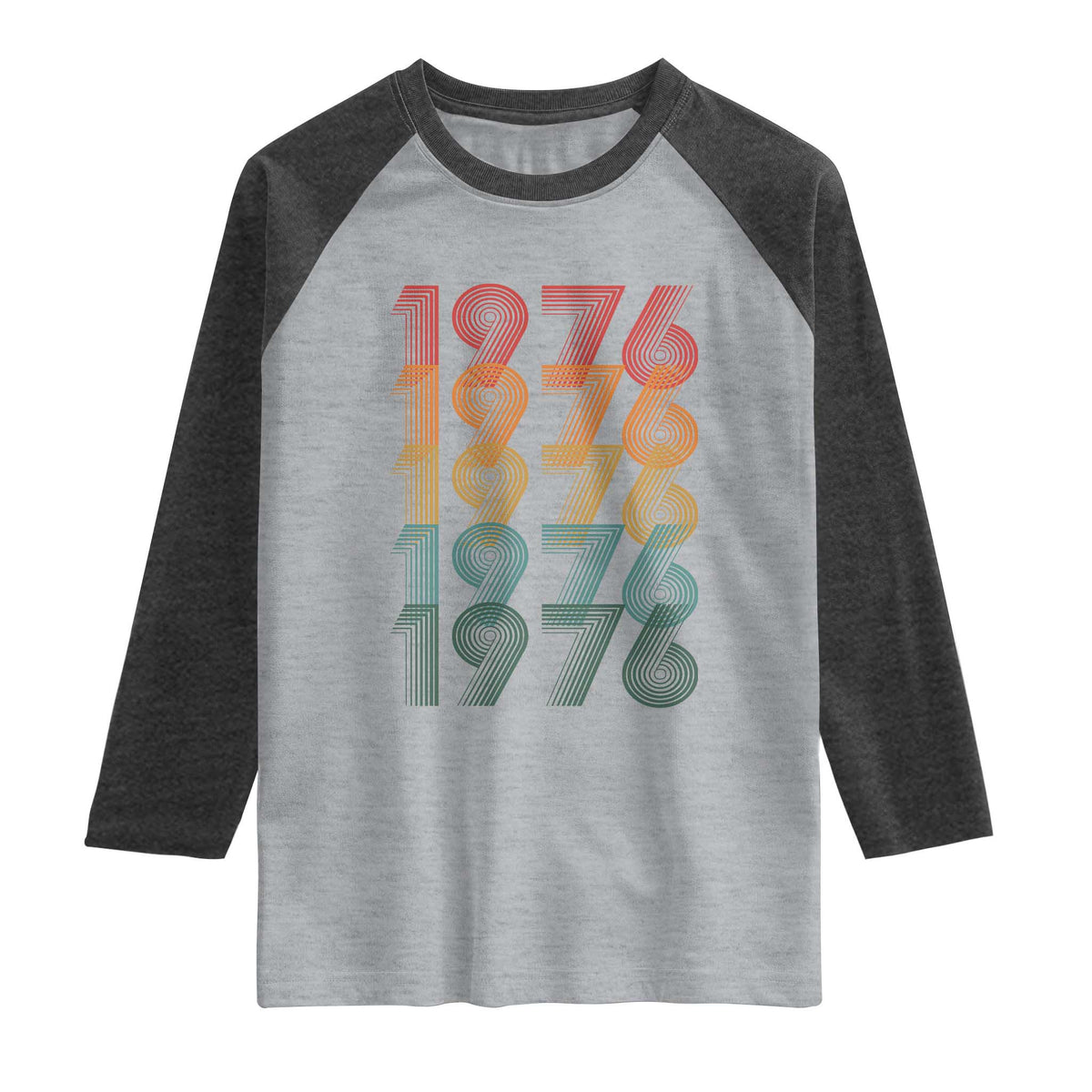 50th Birthday Raglan Shirt Vintage 1976 Retro 50 Years Old Birthday TS11 Heather Gray Heather Charcoal Print Your Wear