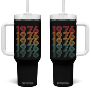 50th Birthday Tumbler With Handle Vintage 1976 Retro 50 Years Old Birthday TS11 One Size: 40 oz Black Print Your Wear