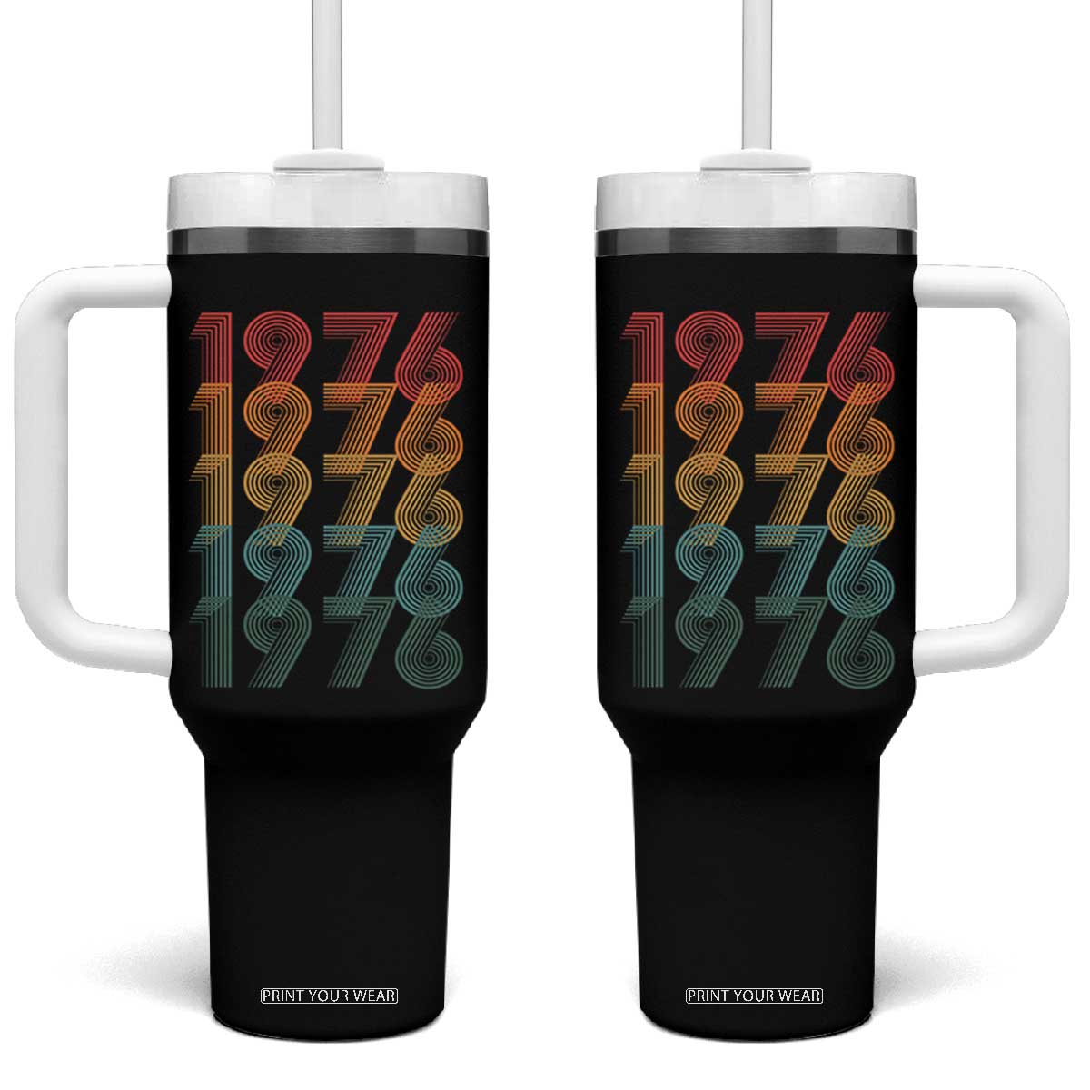 50th Birthday Tumbler With Handle Vintage 1976 Retro 50 Years Old Birthday TS11 One Size: 40 oz Black Print Your Wear