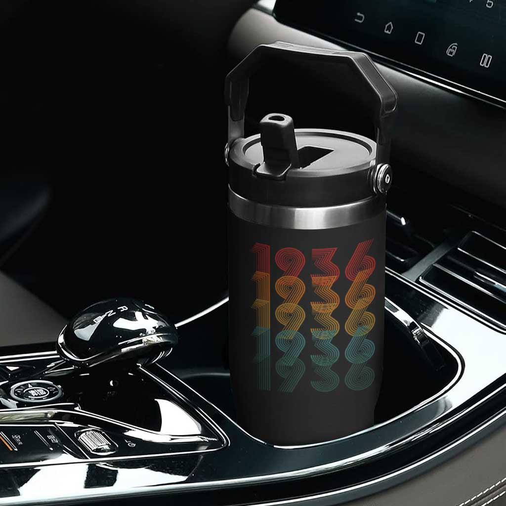 90th Birthday Flip Straw Tumbler Vintage 1936 Retro 90 Years Old Birthday