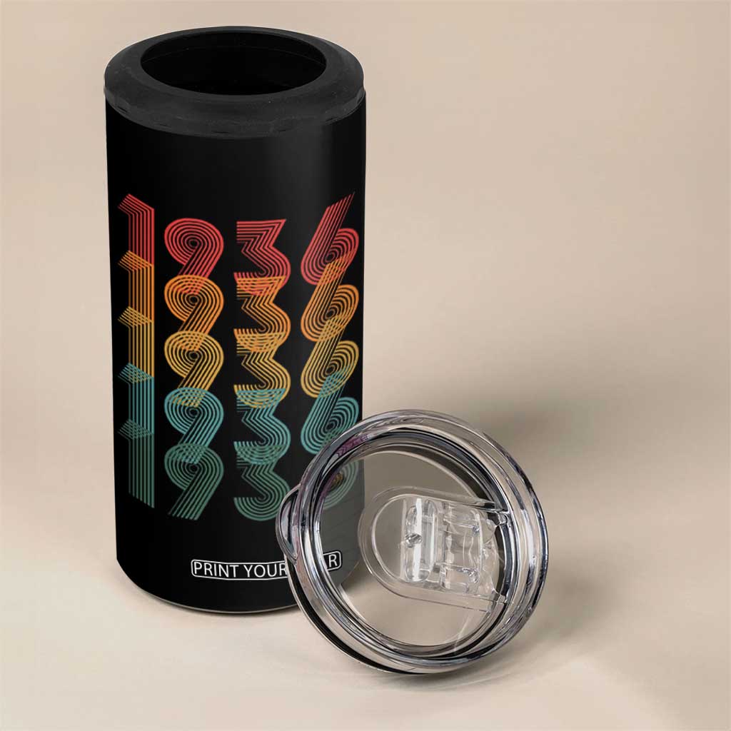 90th Birthday 4 in 1 Can Cooler Tumbler Vintage 1936 Retro 90 Years Old Birthday TS11 Print Your Wear