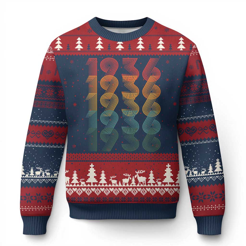 90th Birthday Ugly Christmas Sweater Vintage 1936 Retro 90 Years Old Birthday