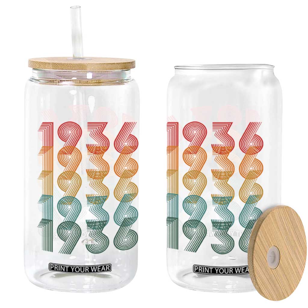 90th Birthday Glass Can Vintage 1936 Retro 90 Years Old Birthday