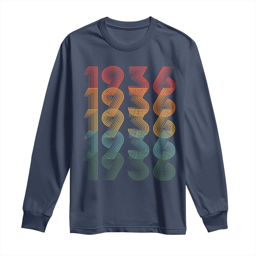 90th Birthday Long Sleeve Shirt Vintage 1936 Retro 90 Years Old Birthday