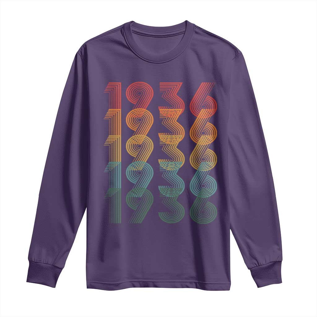 90th Birthday Long Sleeve Shirt Vintage 1936 Retro 90 Years Old Birthday