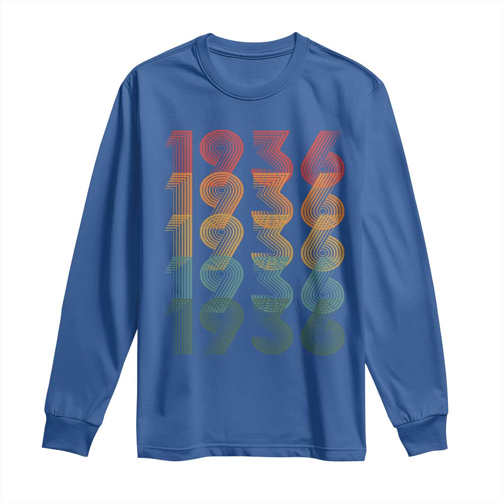 90th Birthday Long Sleeve Shirt Vintage 1936 Retro 90 Years Old Birthday