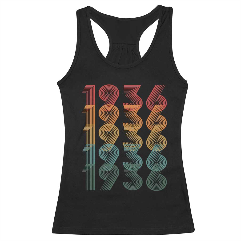 90th Birthday Racerback Tank Top Vintage 1936 Retro 90 Years Old Birthday