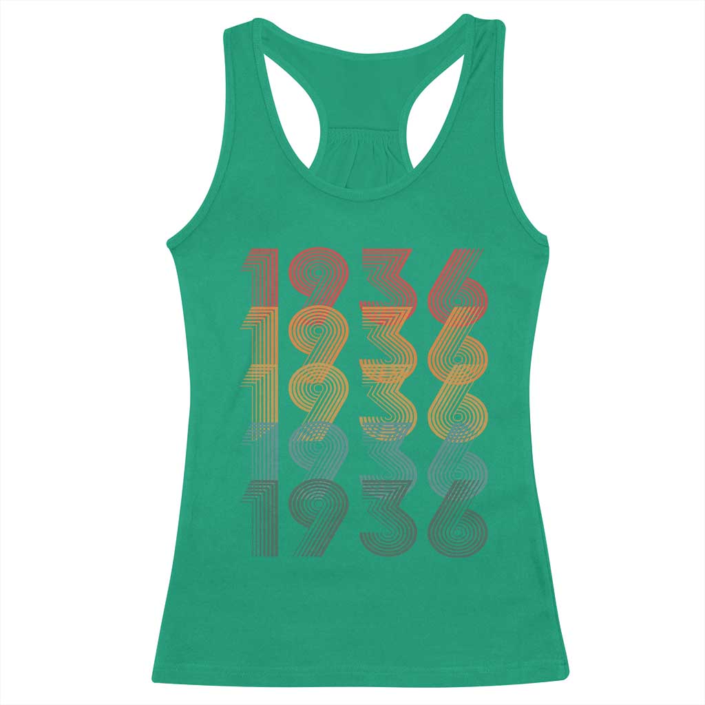 90th Birthday Racerback Tank Top Vintage 1936 Retro 90 Years Old Birthday