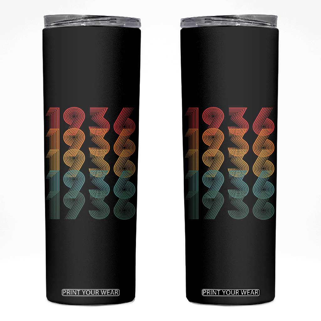 90th Birthday Skinny Tumbler Vintage 1936 Retro 90 Years Old Birthday