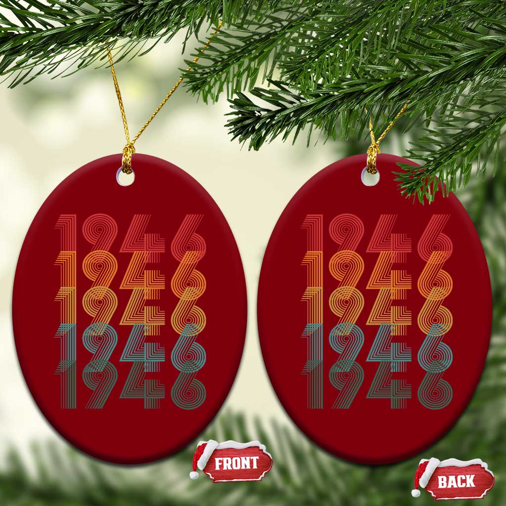 80th Birthday Ceramic Ornament Vintage 1946 Retro 80 Years Old Birthday