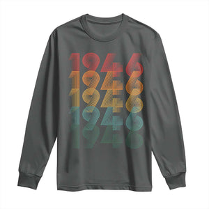 80th Birthday Long Sleeve Shirt Vintage 1946 Retro 80 Years Old Birthday TS11 Dark Heather Print Your Wear