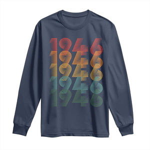 80th Birthday Long Sleeve Shirt Vintage 1946 Retro 80 Years Old Birthday TS11 Navy Print Your Wear