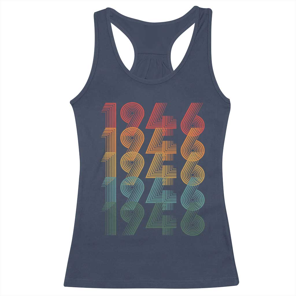 80th Birthday Racerback Tank Top Vintage 1946 Retro 80 Years Old Birthday