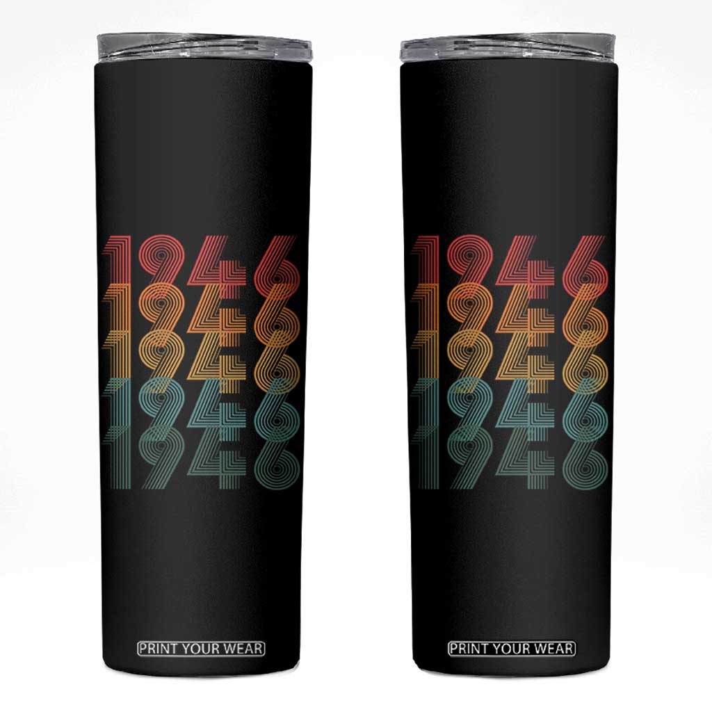 80th Birthday Skinny Tumbler Vintage 1946 Retro 80 Years Old Birthday