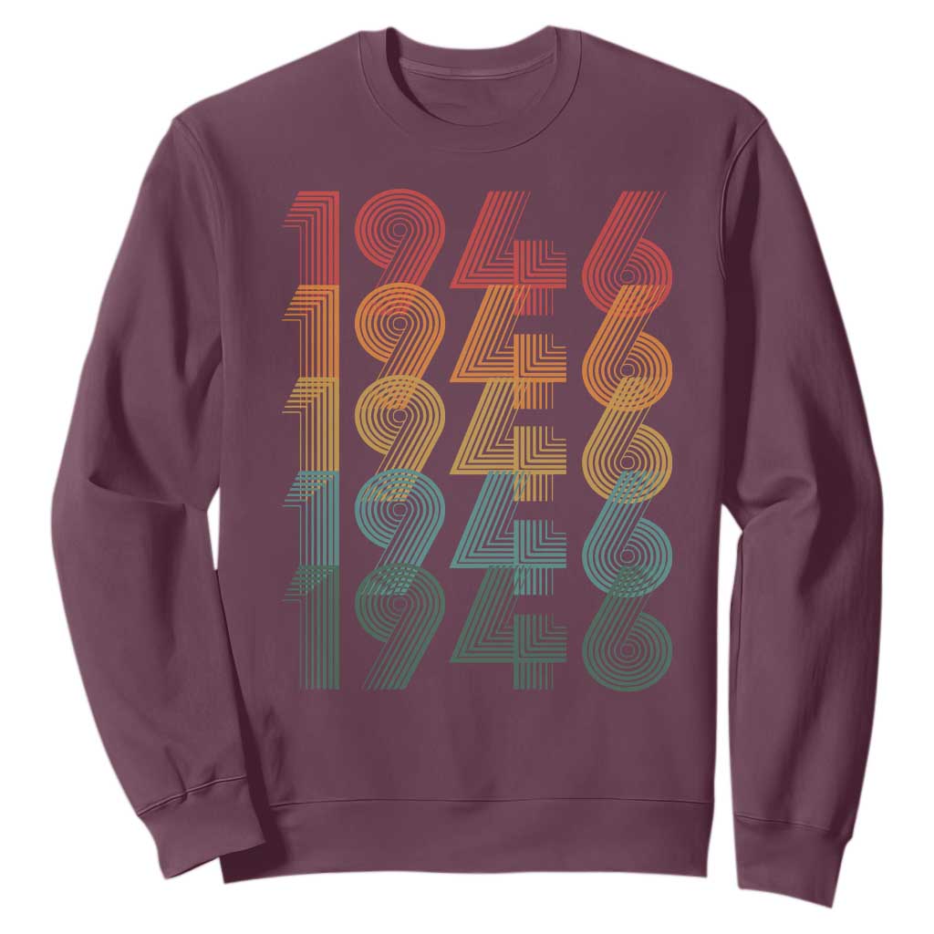 80th Birthday Sweatshirt Vintage 1946 Retro 80 Years Old Birthday