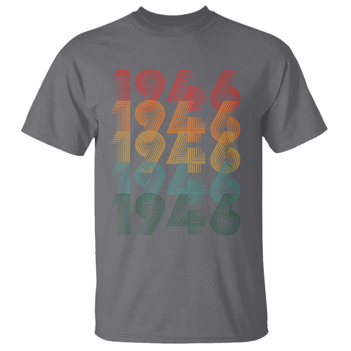 80th Birthday T Shirt Vintage 1946 Retro 80 Years Old Birthday TS11 Charcoal Print Your Wear