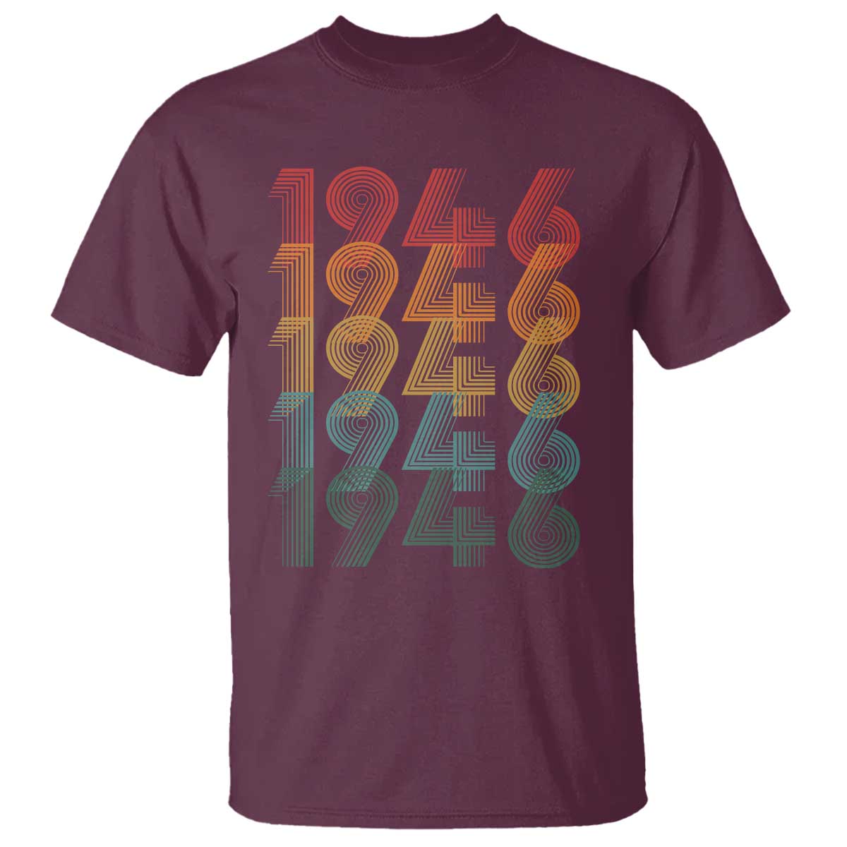 80th Birthday T Shirt Vintage 1946 Retro 80 Years Old Birthday TS11 Maroon Print Your Wear