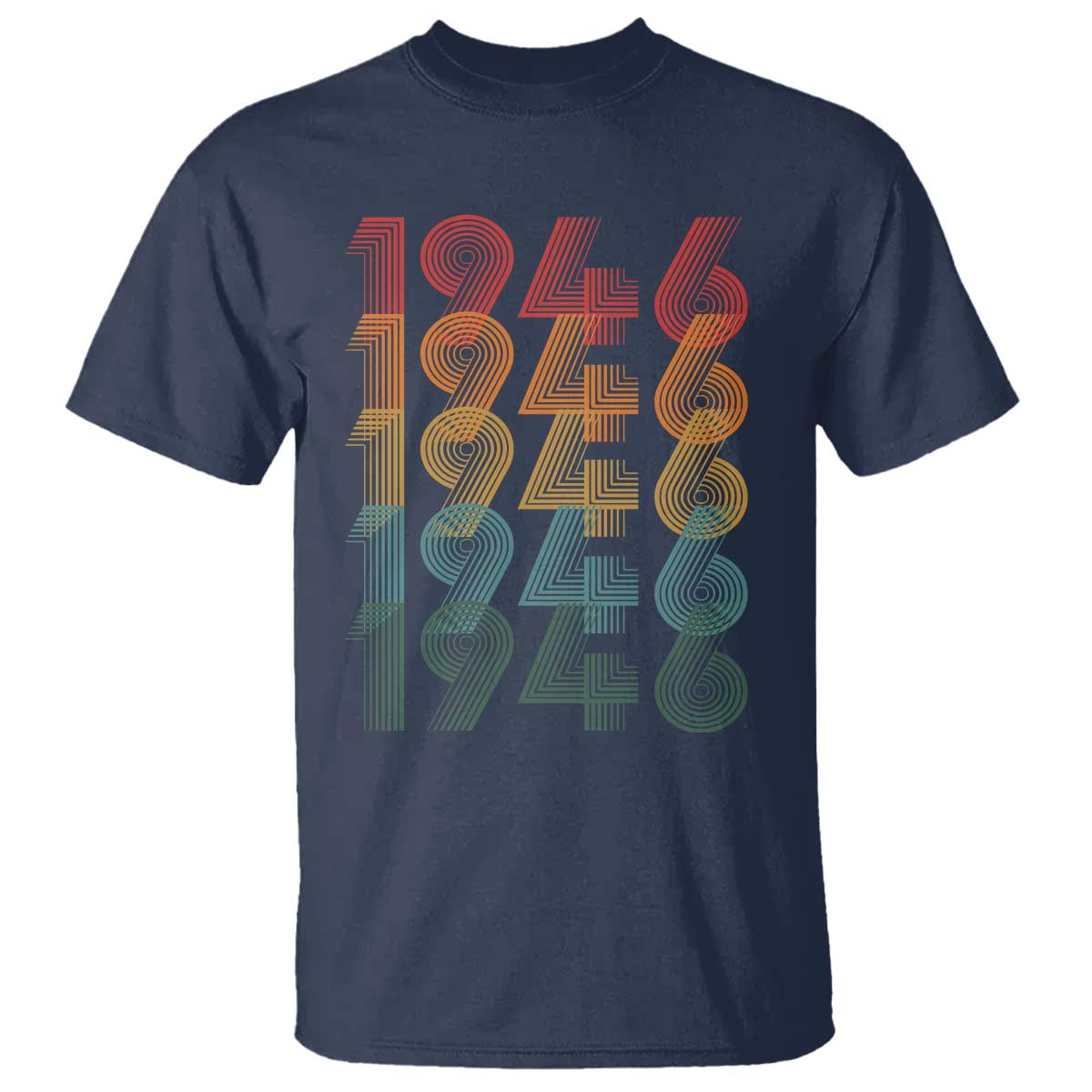 80th Birthday T Shirt Vintage 1946 Retro 80 Years Old Birthday TS11 Navy Print Your Wear