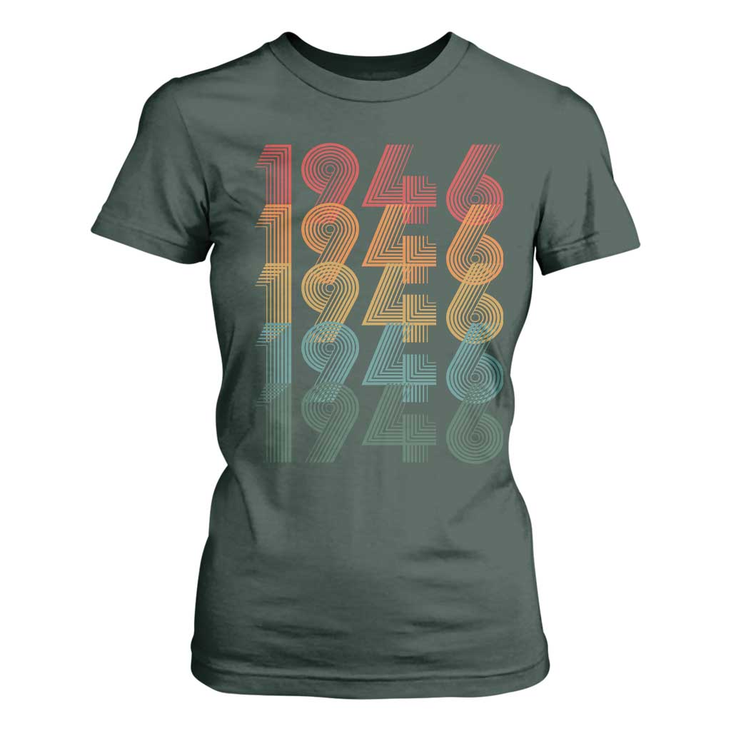 80th Birthday T Shirt For Women Vintage 1946 Retro 80 Years Old Birthday