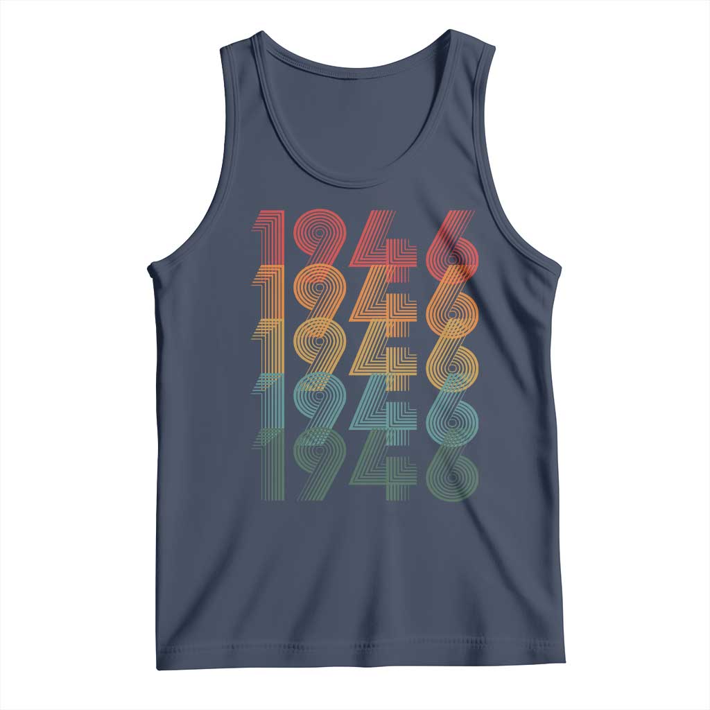 80th Birthday Tank Top Vintage 1946 Retro 80 Years Old Birthday TS11 Navy Print Your Wear