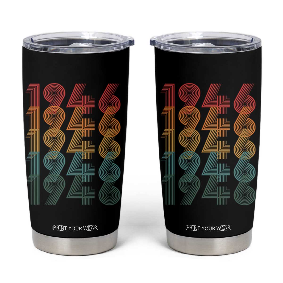 80th Birthday Tumbler Cup Vintage 1946 Retro 80 Years Old Birthday TS11 Black Print Your Wear