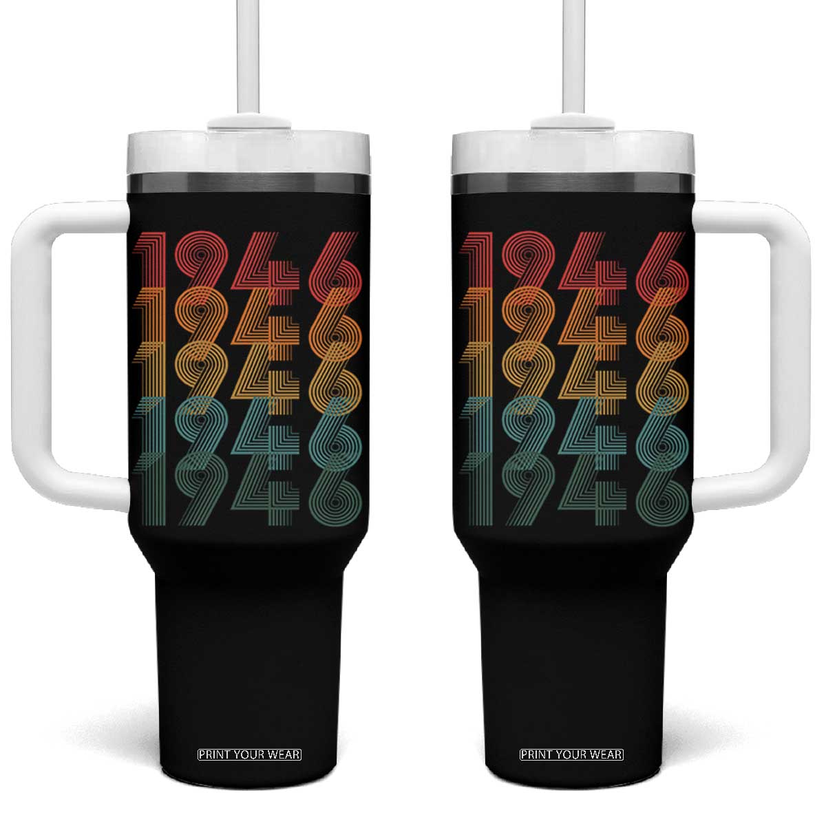 80th Birthday Tumbler With Handle Vintage 1946 Retro 80 Years Old Birthday