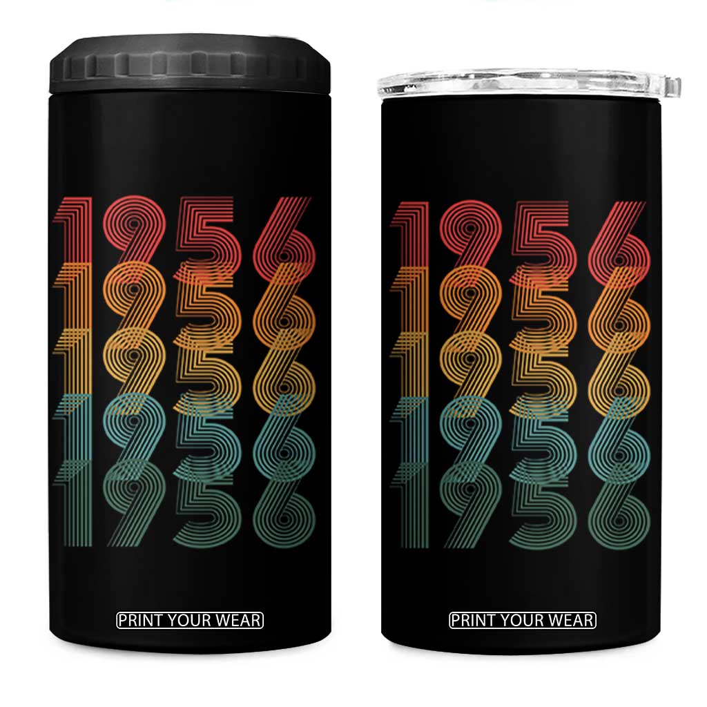 70th Birthday 4 in 1 Can Cooler Tumbler Vintage 1956 Retro 70 Years Old Birthday TS11 One Size: 16 oz Black Print Your Wear