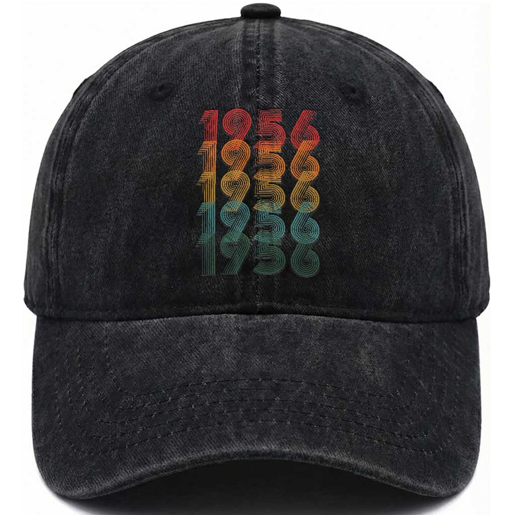 70th Birthday Washed Cotton Baseball Cap Vintage 1956 Retro 70 Years Old Birthday TS11 Print Your Wear
