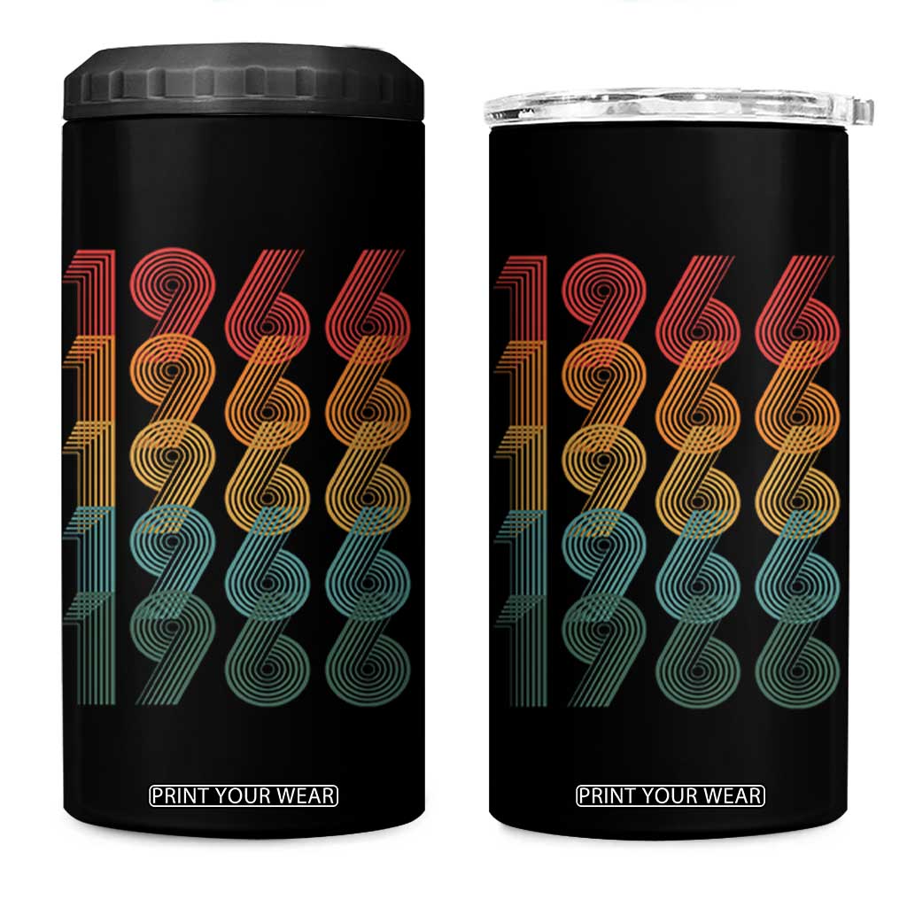 60th Birthday 4 in 1 Can Cooler Tumbler Vintage 1966 Retro 60 Years Old Birthday TS11 One Size: 16 oz Black Print Your Wear