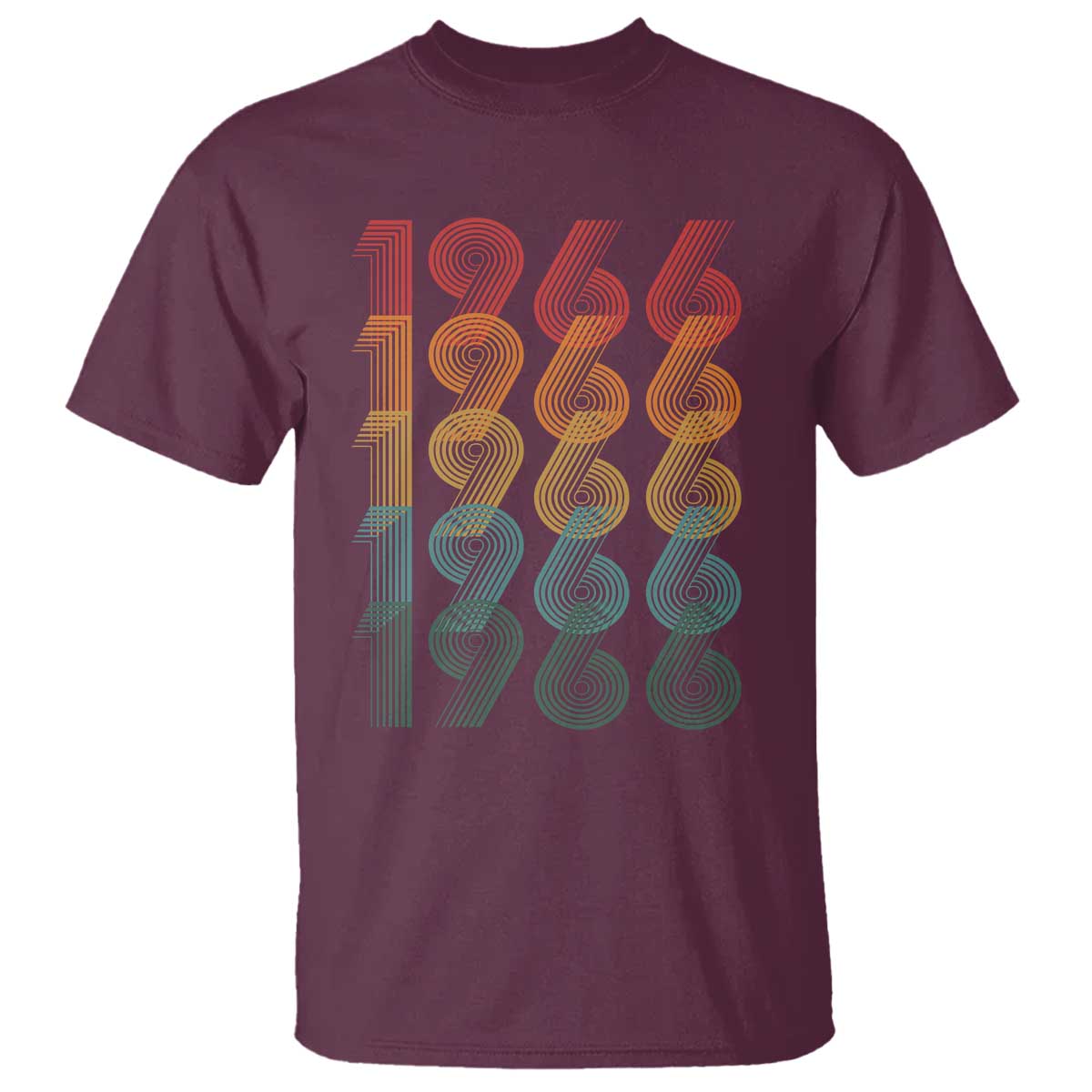 60th Birthday T Shirt Vintage 1966 Retro 60 Years Old Birthday TS11 Maroon Print Your Wear