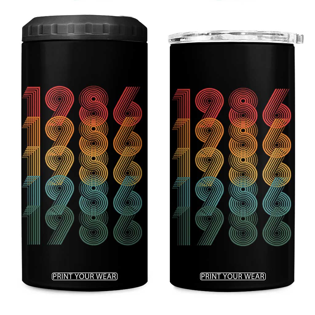 40th Birthday 4 in 1 Can Cooler Tumbler Vintage 1986 Retro 40 Years Old Birthday TS11 One Size: 16 oz Black Print Your Wear