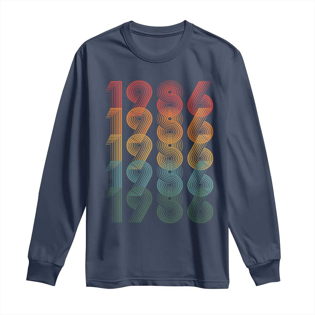 40th Birthday Long Sleeve Shirt Vintage 1986 Retro 40 Years Old Birthday TS11 Navy Print Your Wear