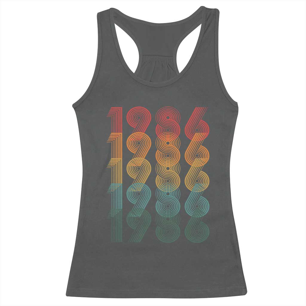 40th Birthday Racerback Tank Top Vintage 1986 Retro 40 Years Old Birthday TS11 Dark Heather Print Your Wear