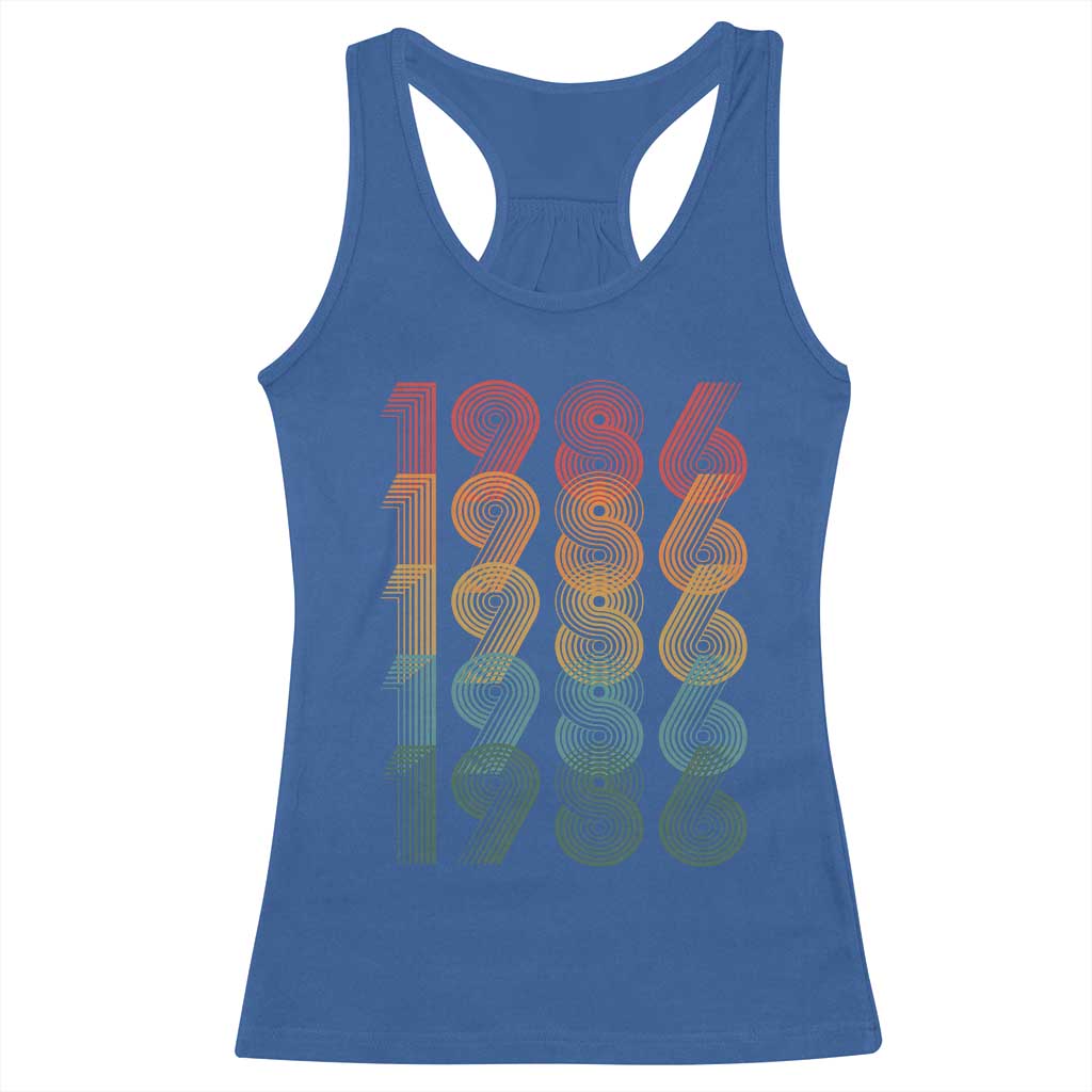 40th Birthday Racerback Tank Top Vintage 1986 Retro 40 Years Old Birthday TS11 Royal Blue Print Your Wear