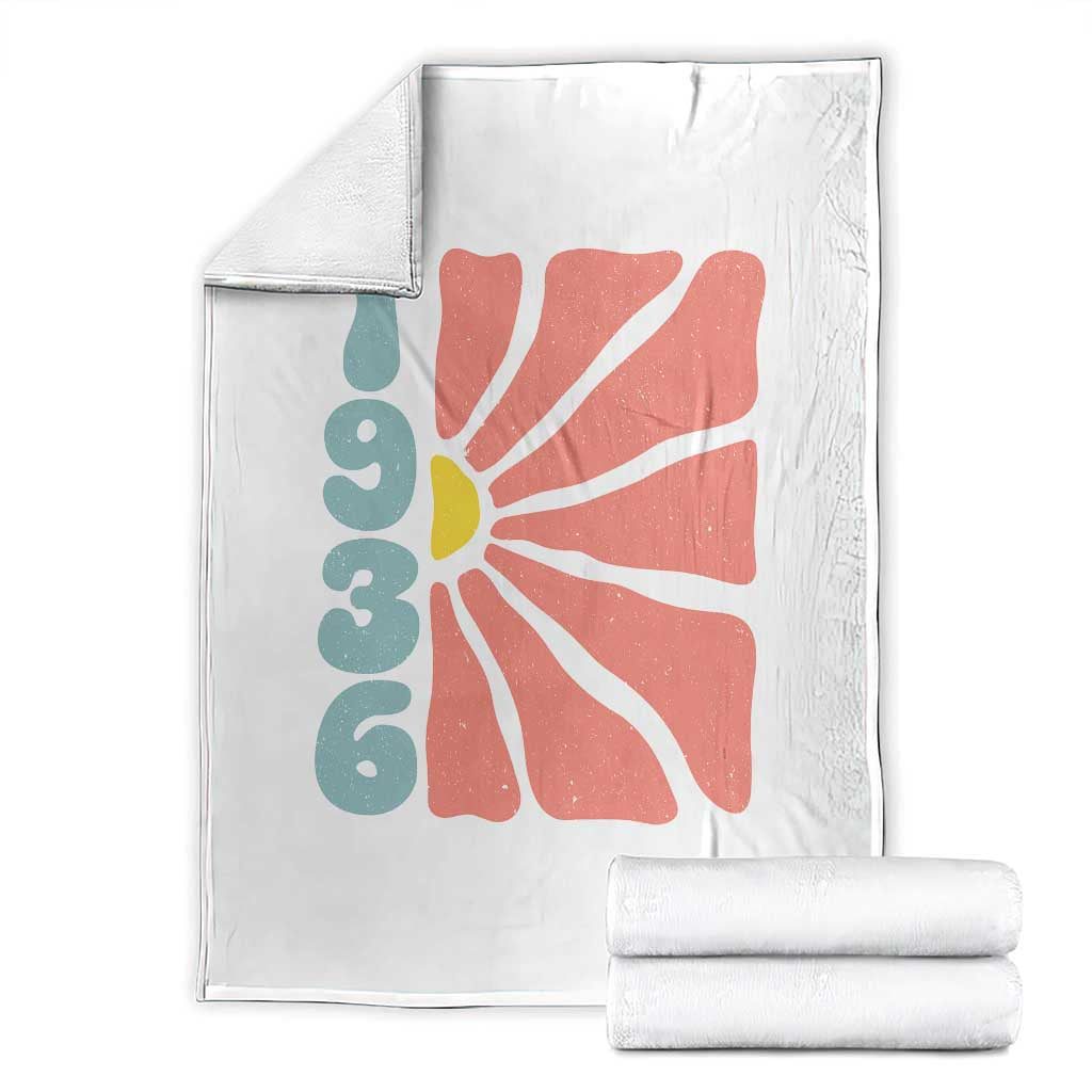 90th Birthday Throw Blanket Vintage 1936 Boho Flowers 90 Years Old Birthday