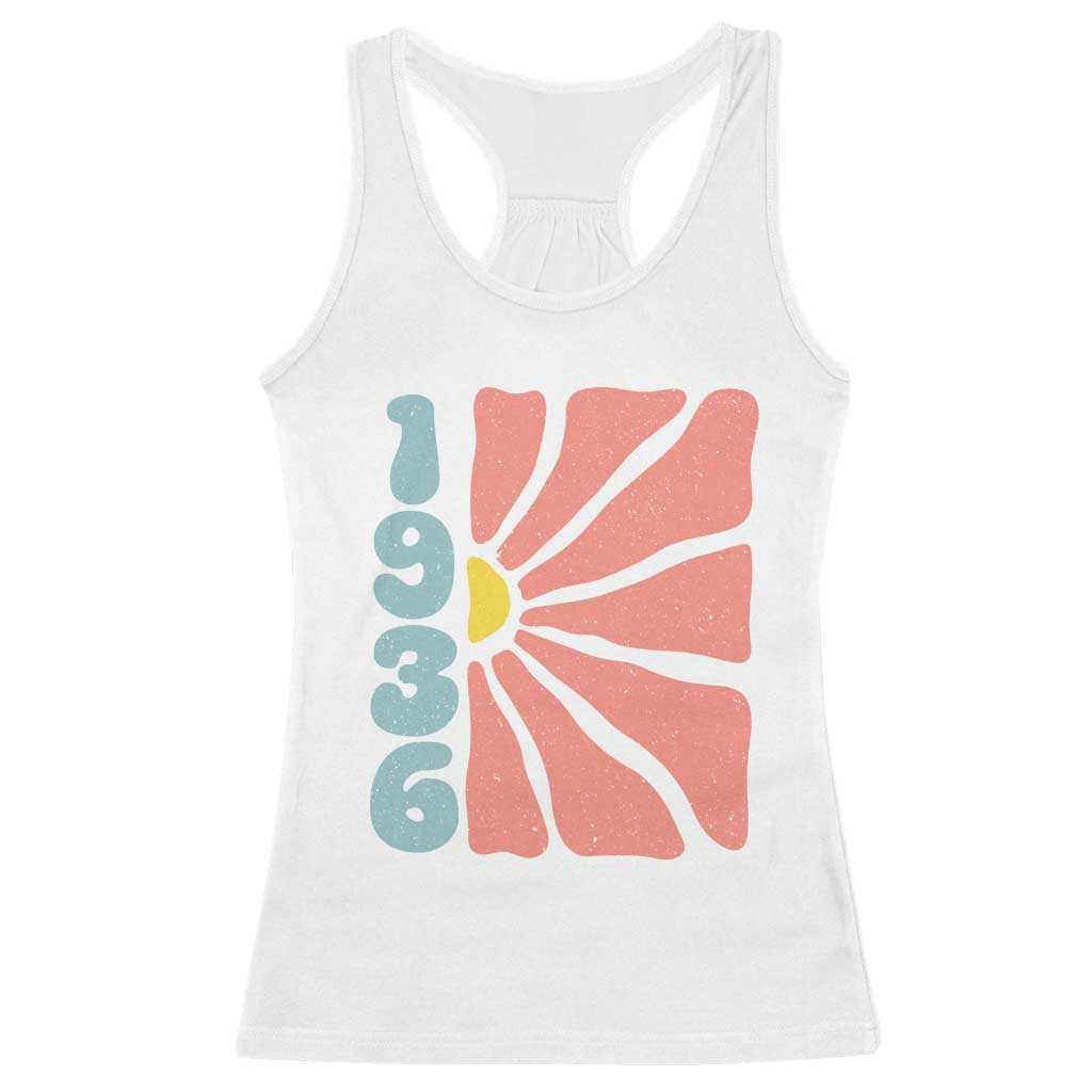 90th Birthday Racerback Tank Top Vintage 1936 Boho Flowers 90 Years Old Birthday