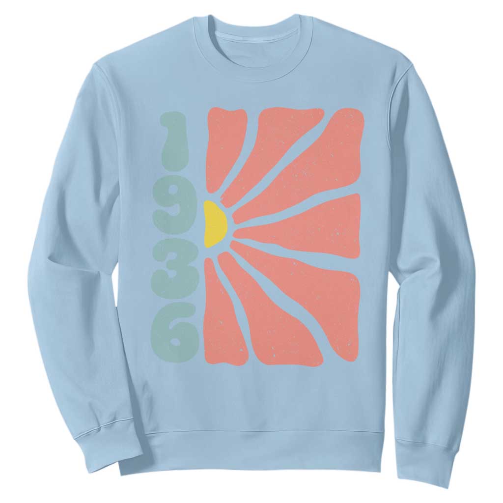 90th Birthday Sweatshirt Vintage 1936 Boho Flowers 90 Years Old Birthday