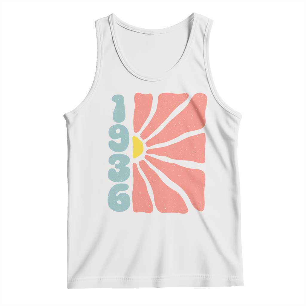 90th Birthday Tank Top Vintage 1936 Boho Flowers 90 Years Old Birthday