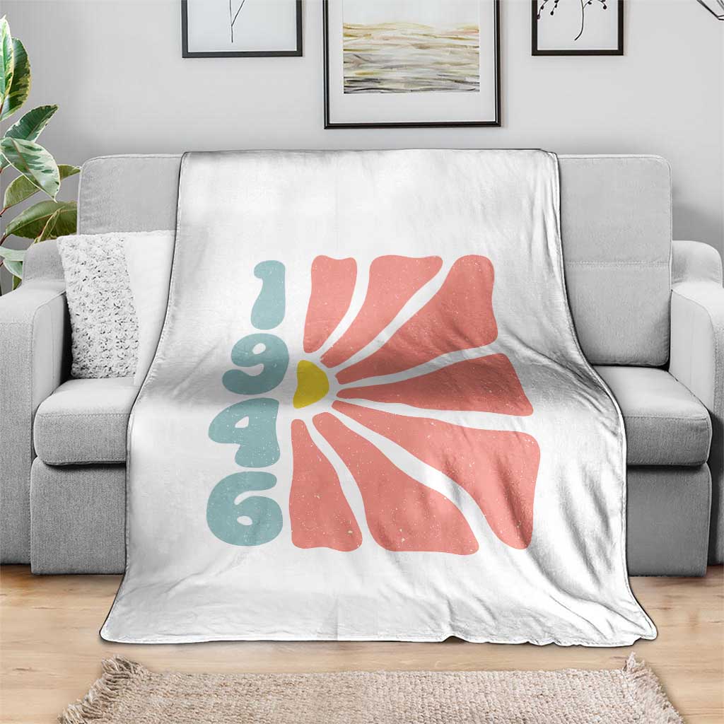 80th Birthday Throw Blanket Vintage 1946 Boho Flowers 80 Years Old Birthday
