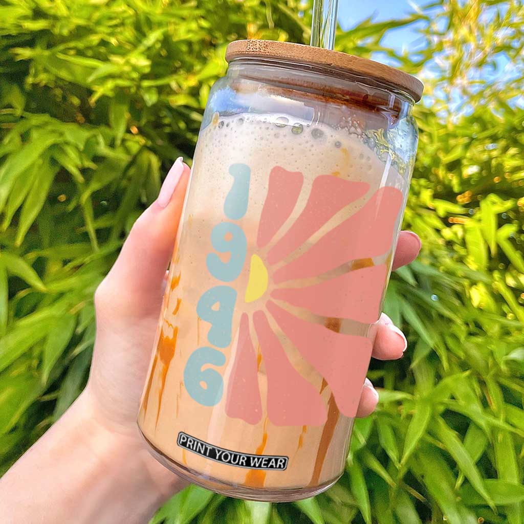 80th Birthday Glass Can Vintage 1946 Boho Flowers 80 Years Old Birthday
