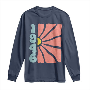 80th Birthday Long Sleeve Shirt Vintage 1946 Boho Flowers 80 Years Old Birthday TS11 Navy Print Your Wear