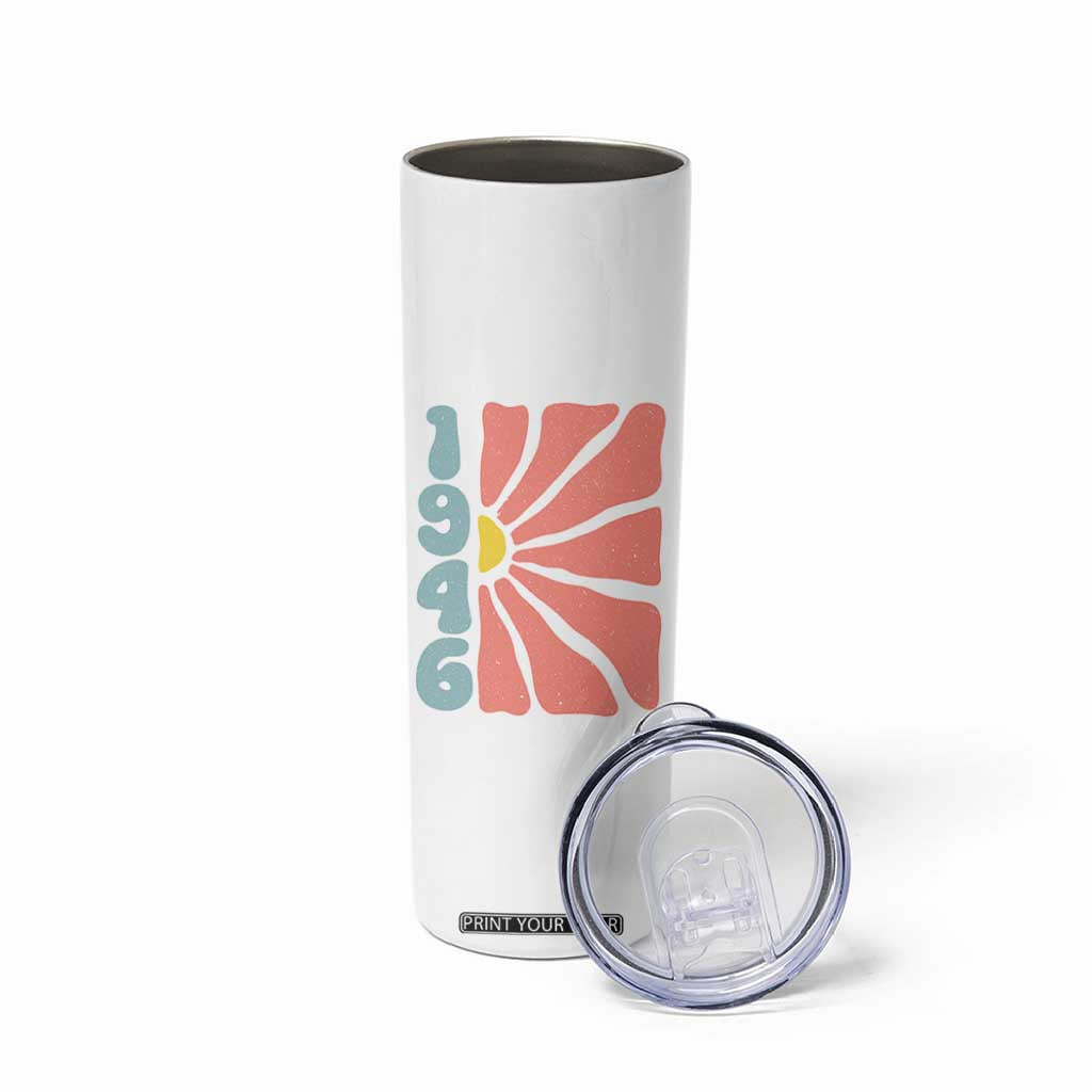 80th Birthday Skinny Tumbler Vintage 1946 Boho Flowers 80 Years Old Birthday