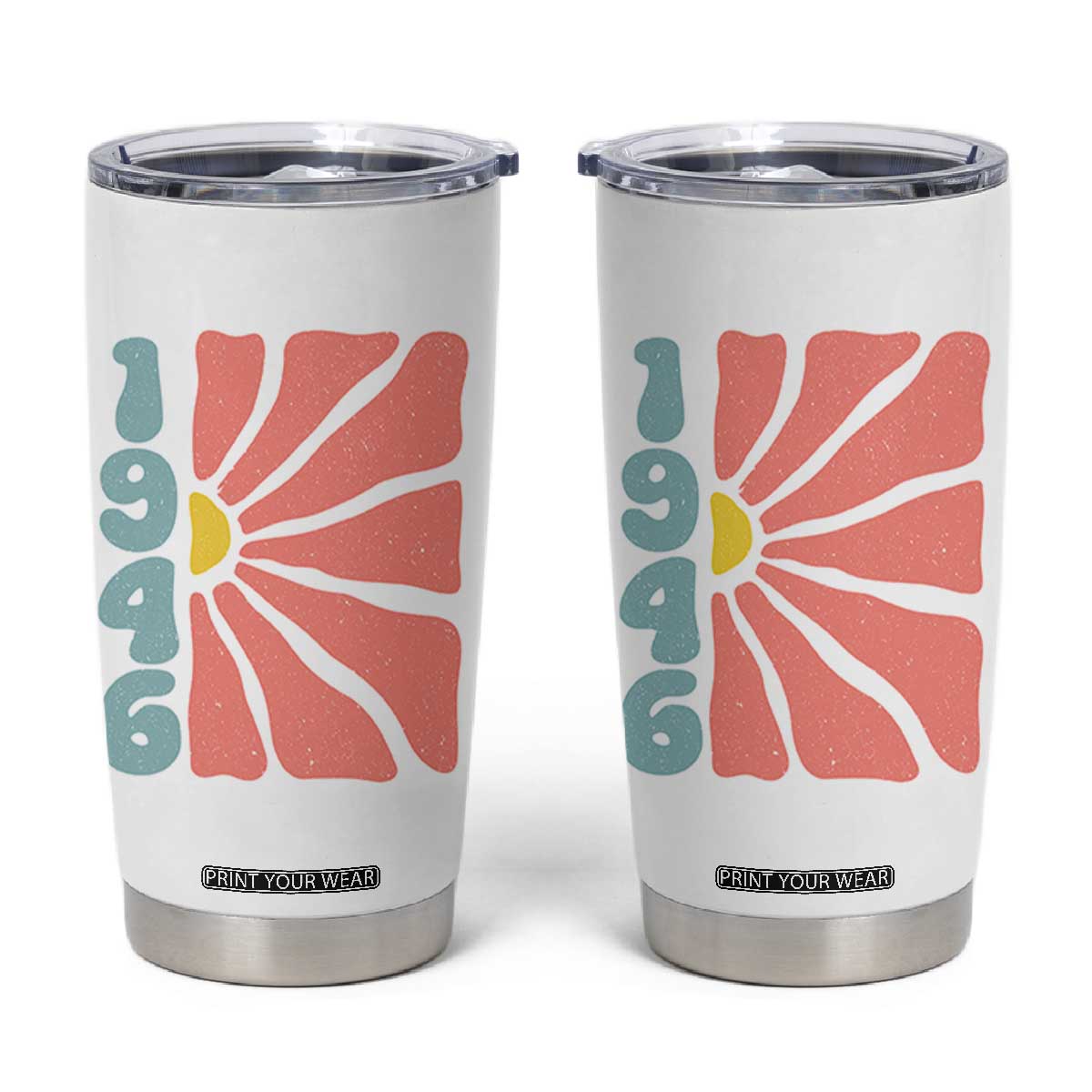 80th Birthday Tumbler Cup Vintage 1946 Boho Flowers 80 Years Old Birthday