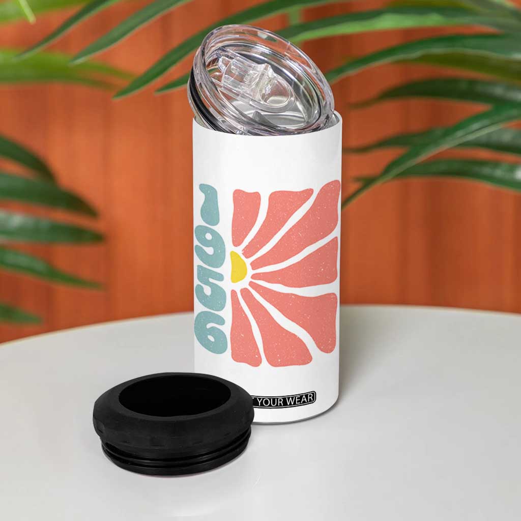 70th Birthday 4 in 1 Can Cooler Tumbler Vintage 1956 Boho Flowers 70 Years Old Birthday
