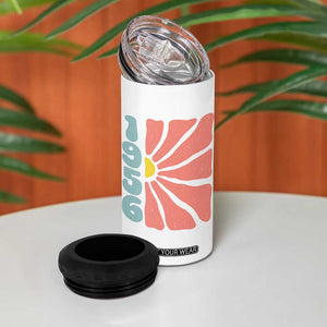 70th Birthday 4 in 1 Can Cooler Tumbler Vintage 1956 Boho Flowers 70 Years Old Birthday