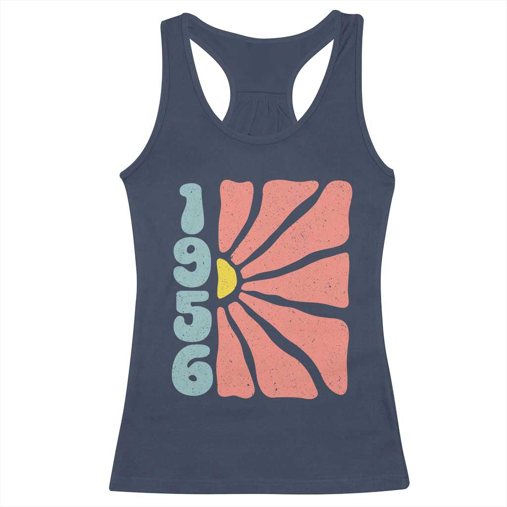 70th Birthday Racerback Tank Top Vintage 1956 Boho Flowers 70 Years Old Birthday