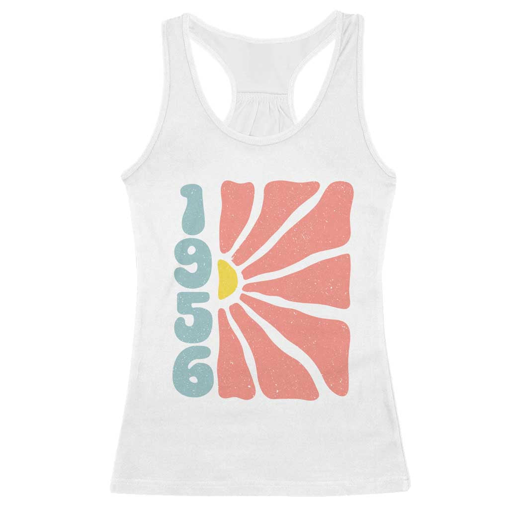 70th Birthday Racerback Tank Top Vintage 1956 Boho Flowers 70 Years Old Birthday